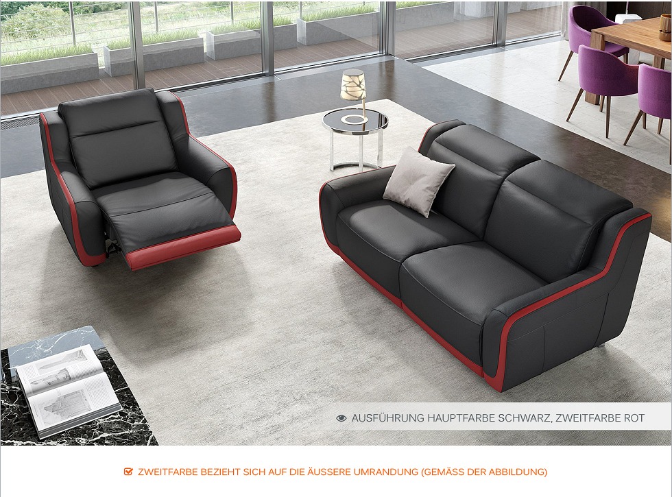 Relax Leder Sofa Garnitur TVSessel Couch Garnitur Wohnlandschaft 2